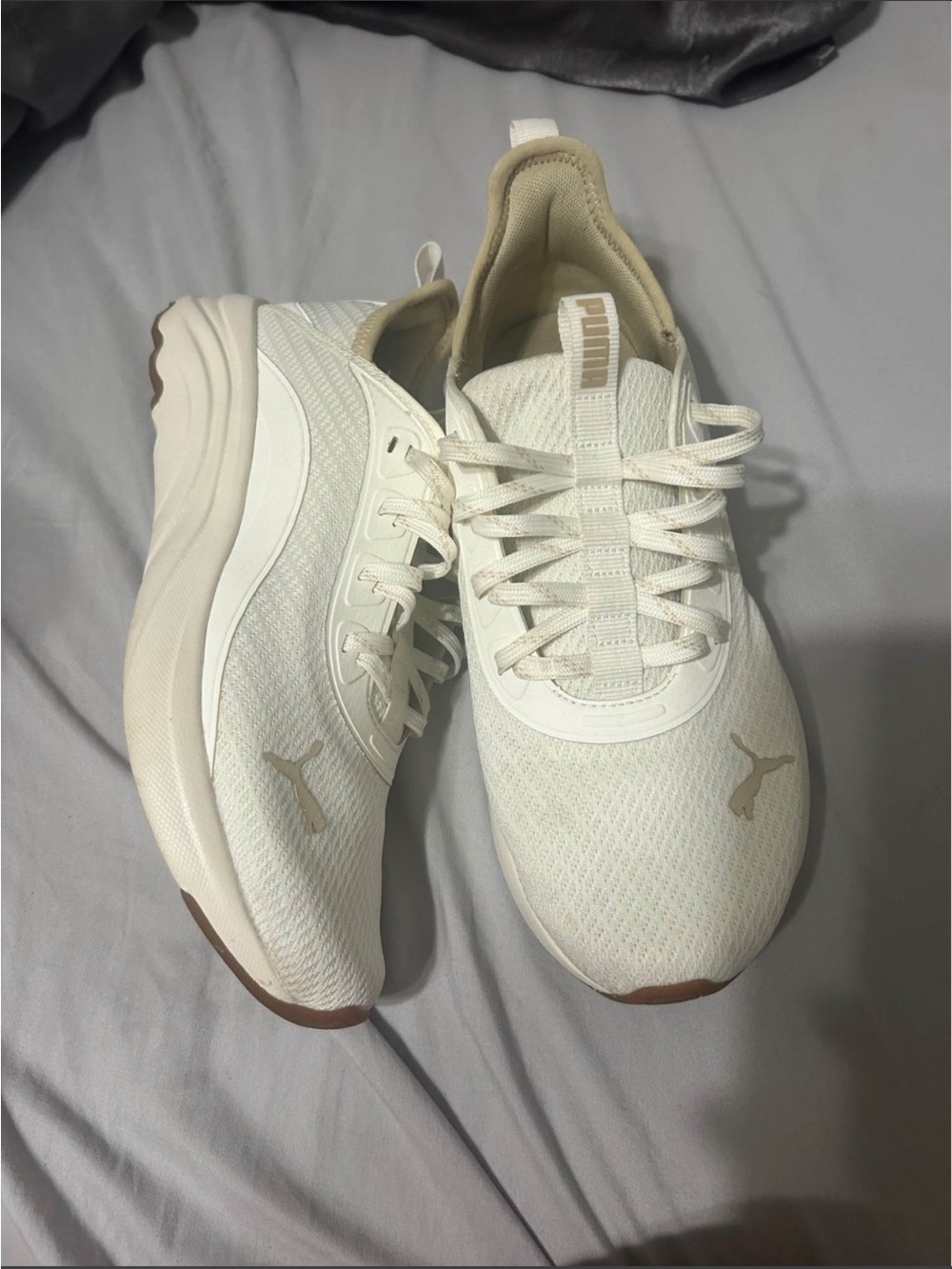Puma Women’s Cream/Beige Mesh Lace-Up Sneakers